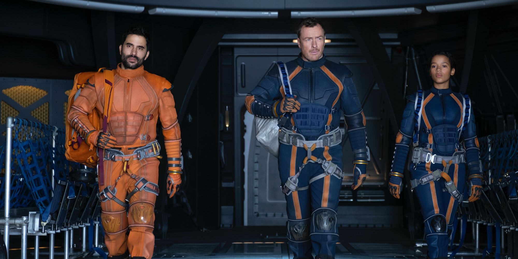 Ignacio Serricchio Toby Stephens and Taylor Russell in Lost in Space Season 2 Netflix