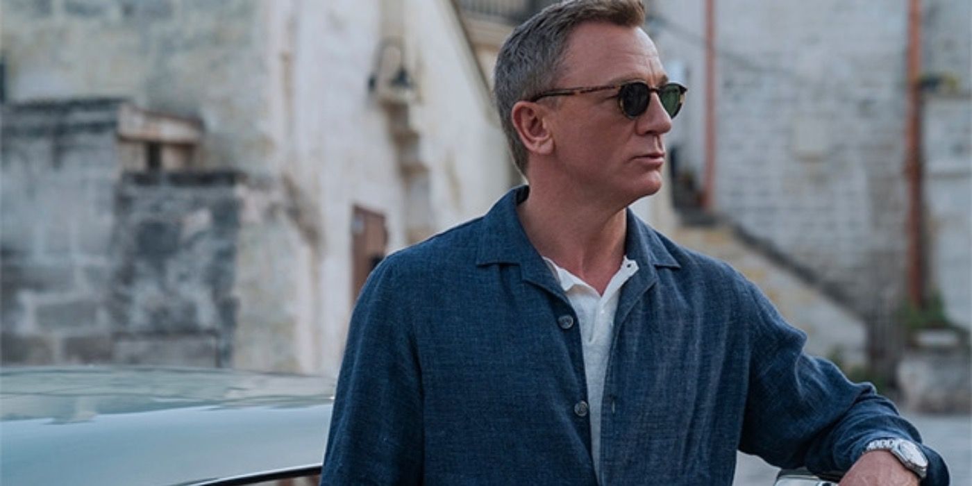 James Bond looks on while wearing sunglasses from No Time To Die
