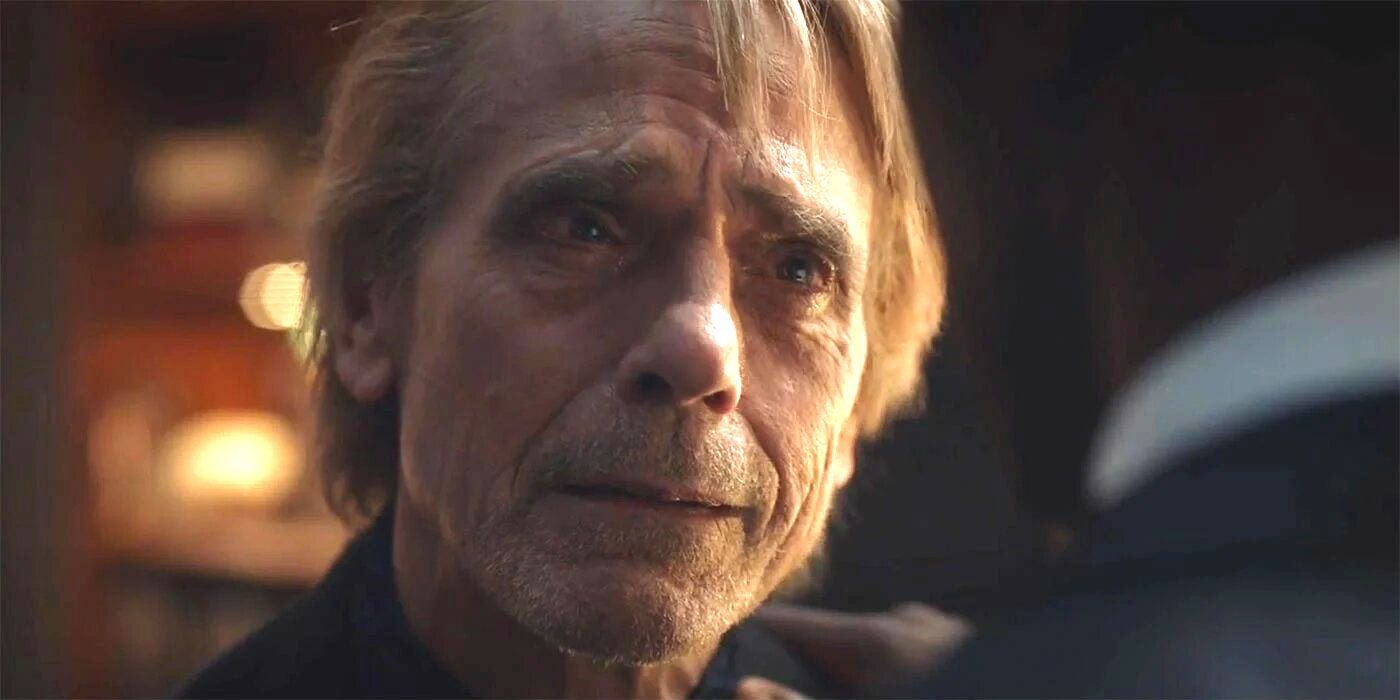 Jeremy Irons crying as Ozymandias Adrian Veidt in Watchmen