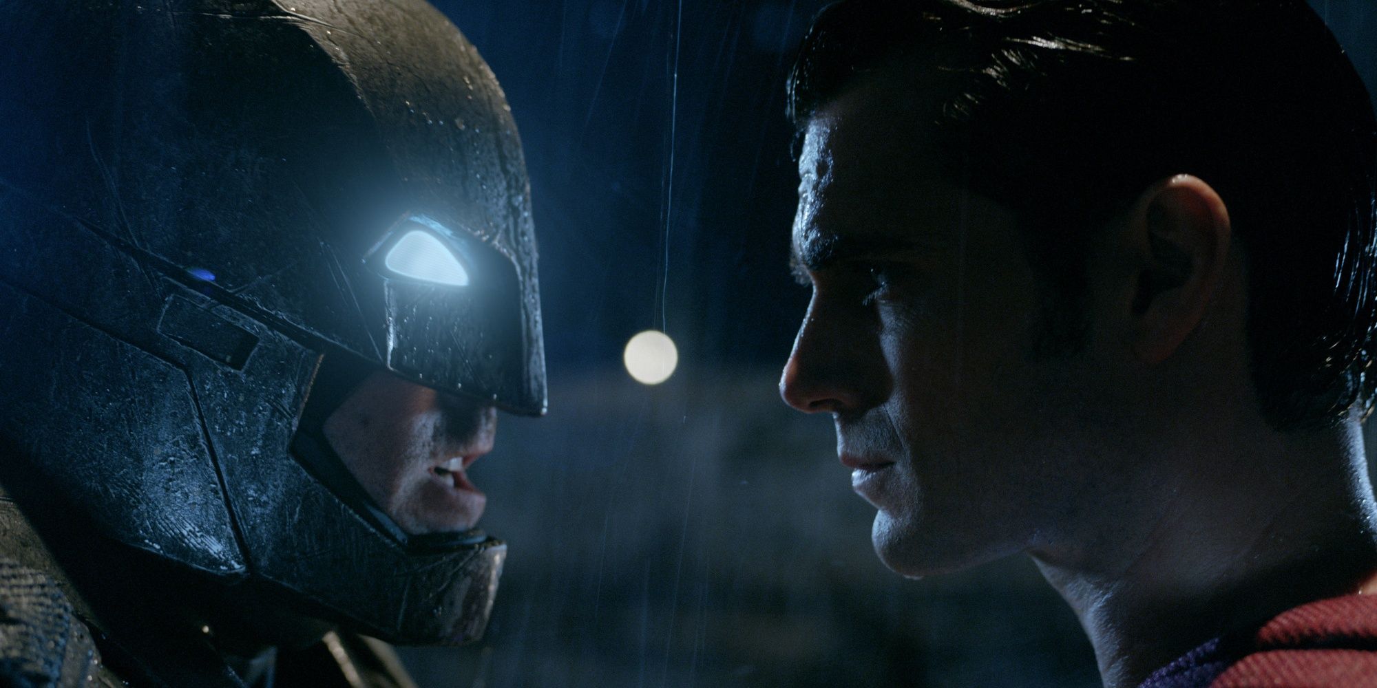 Batman in his special suit faces off against Superman in Batman v Superman: Dawn of Justice