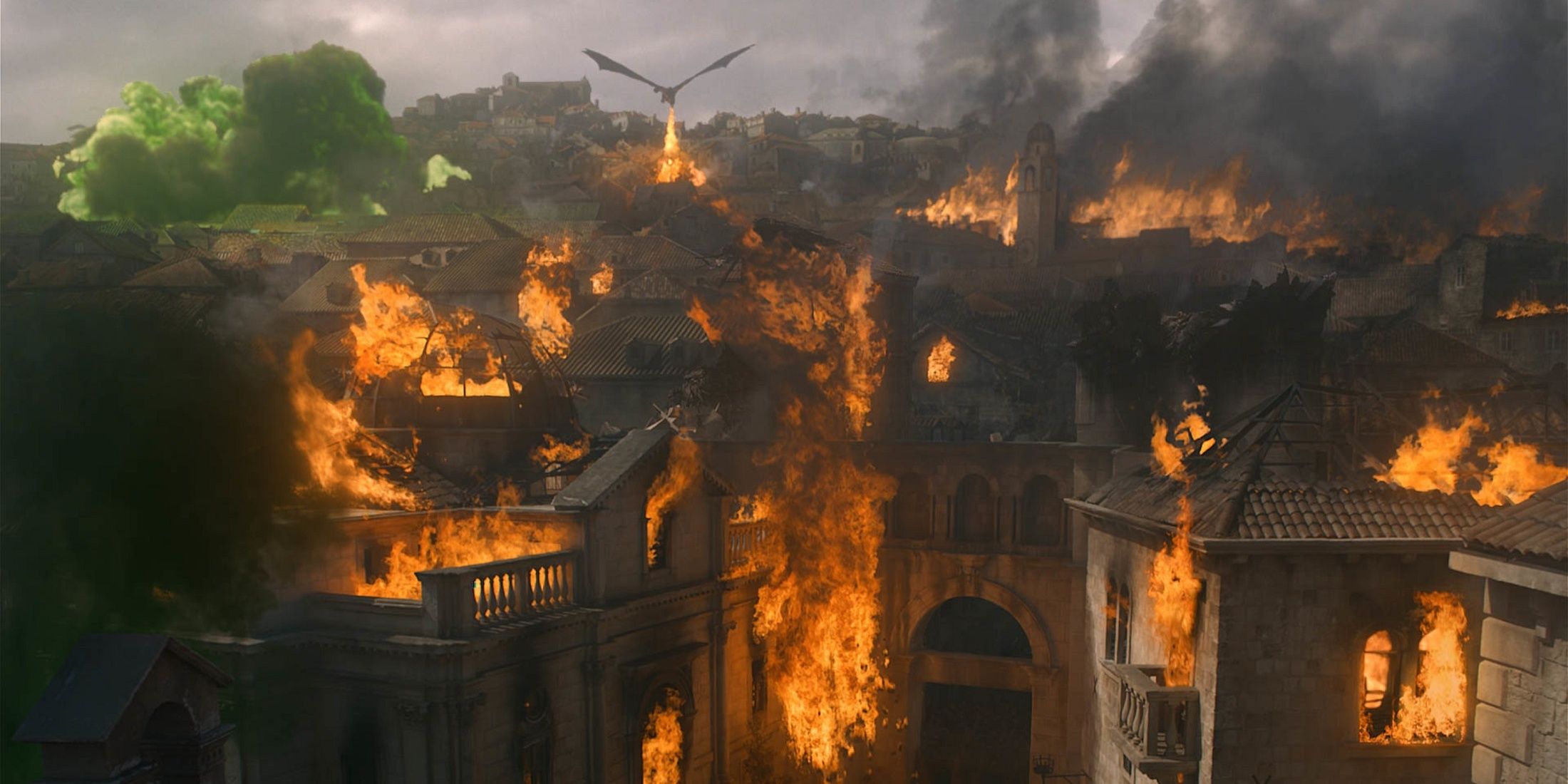 Daenerys and Drogon destroy King's Landing.