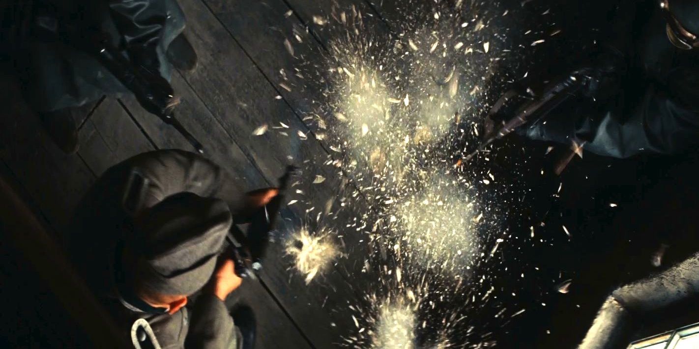 Landa&rsquo;s men shoot the floorboards in Inglourious Basterds