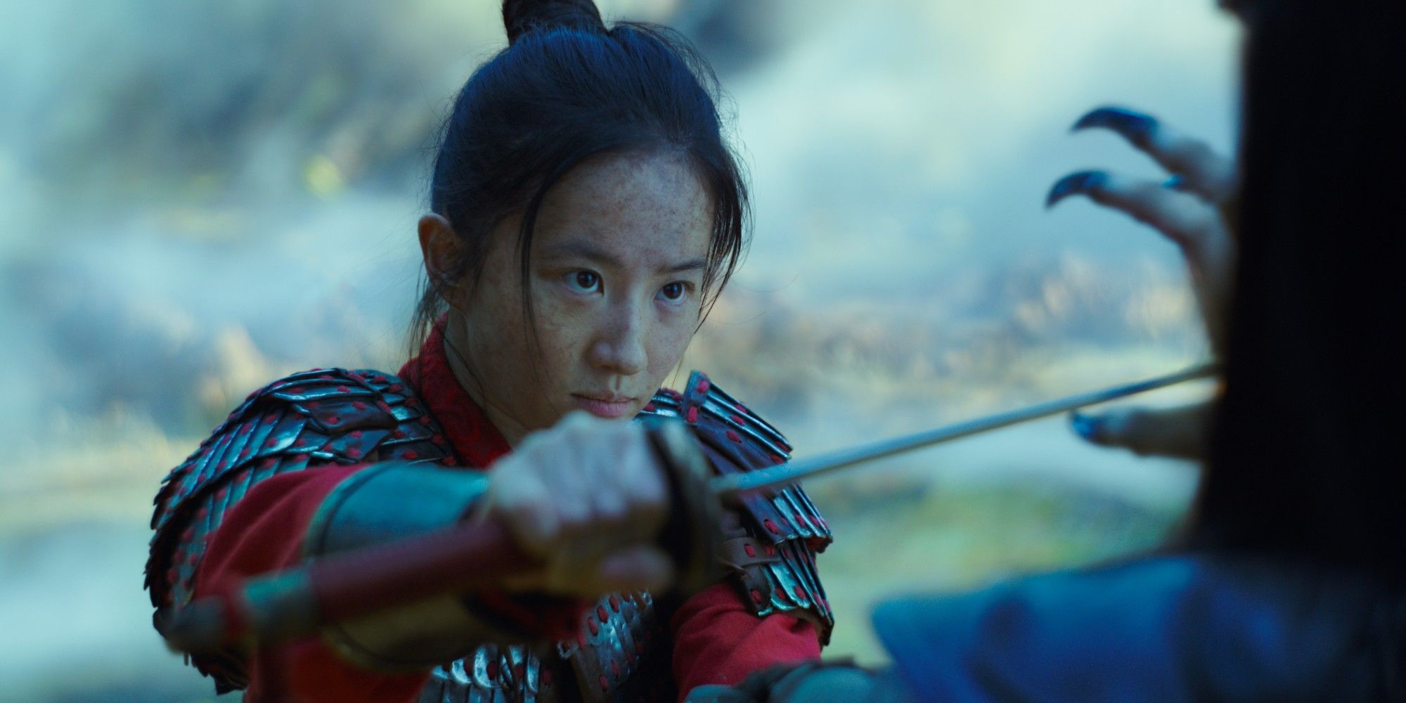 Liu Yifei with sword in Mulan 2020