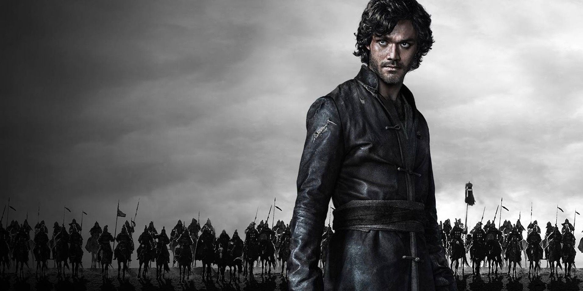 Marco Polo in front of an army in a promo image for the eponymous show