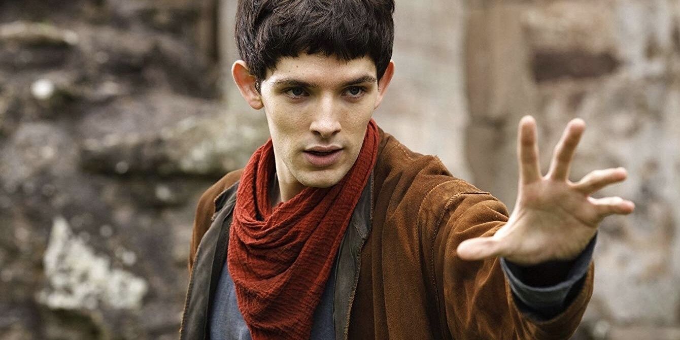 Merlin using his magic on the BBC Merlin 