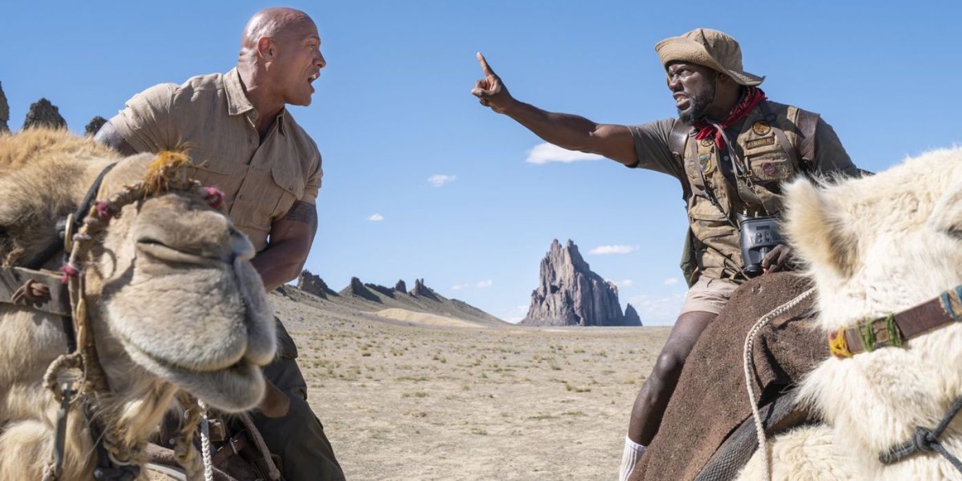 Xander &quot;Smolder&quot; Bravestone and Franklin &quot;Mouse&quot; Finbar escape from creatures in Jumanji