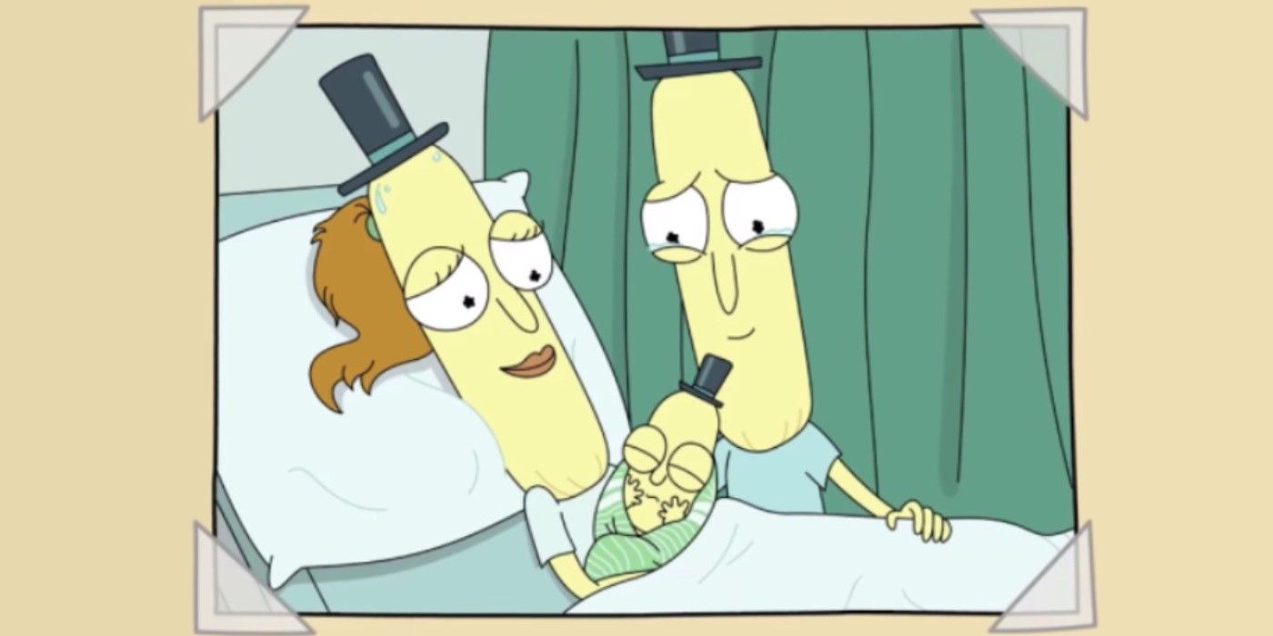 A photo of Mr Poopybutthole with his wife Amy and their son