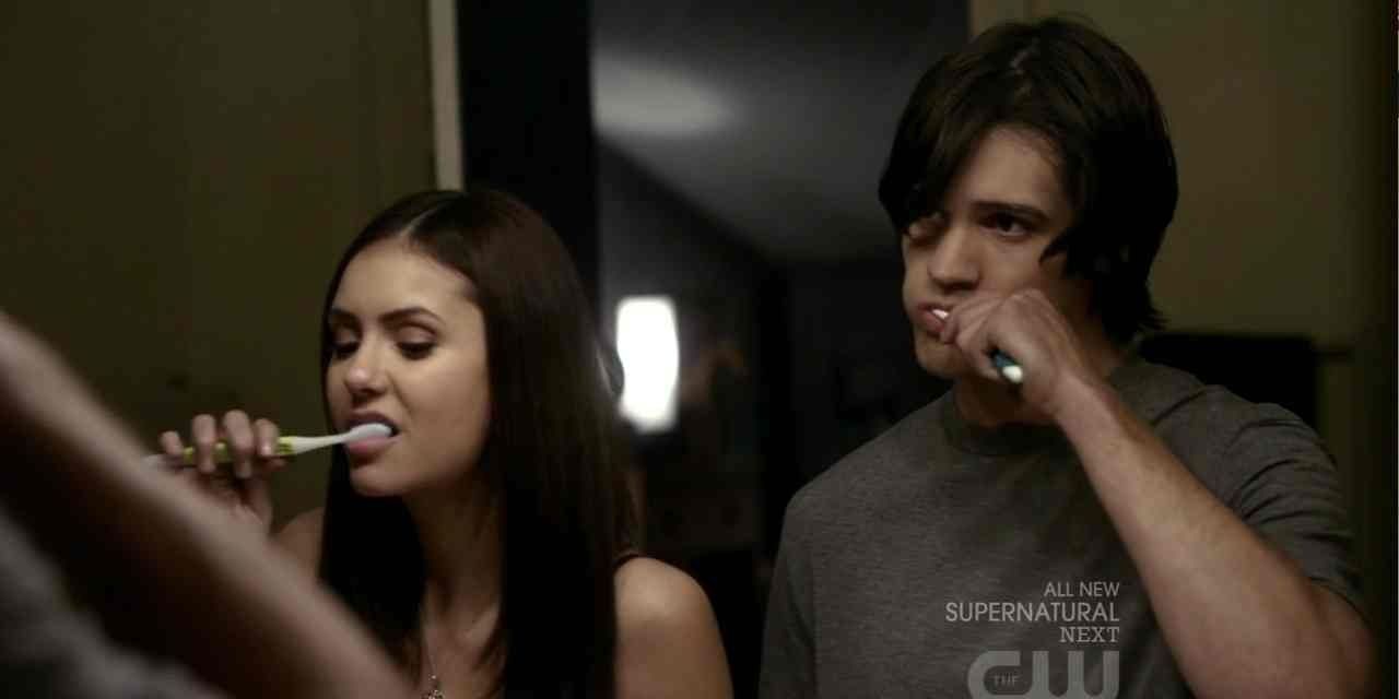 Elena and Jeremy in the Gilbert house in The Vampire Diaries