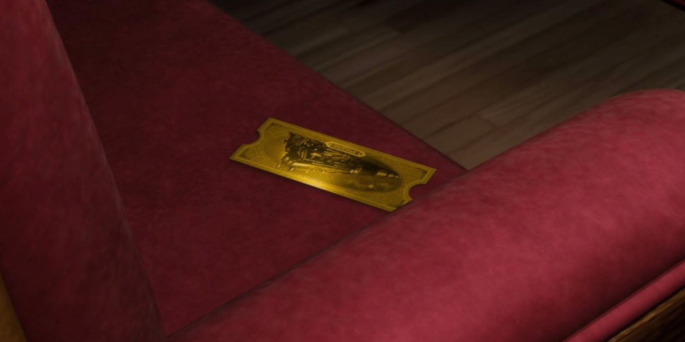 The Girl's ticket in the chair on the Polar Express