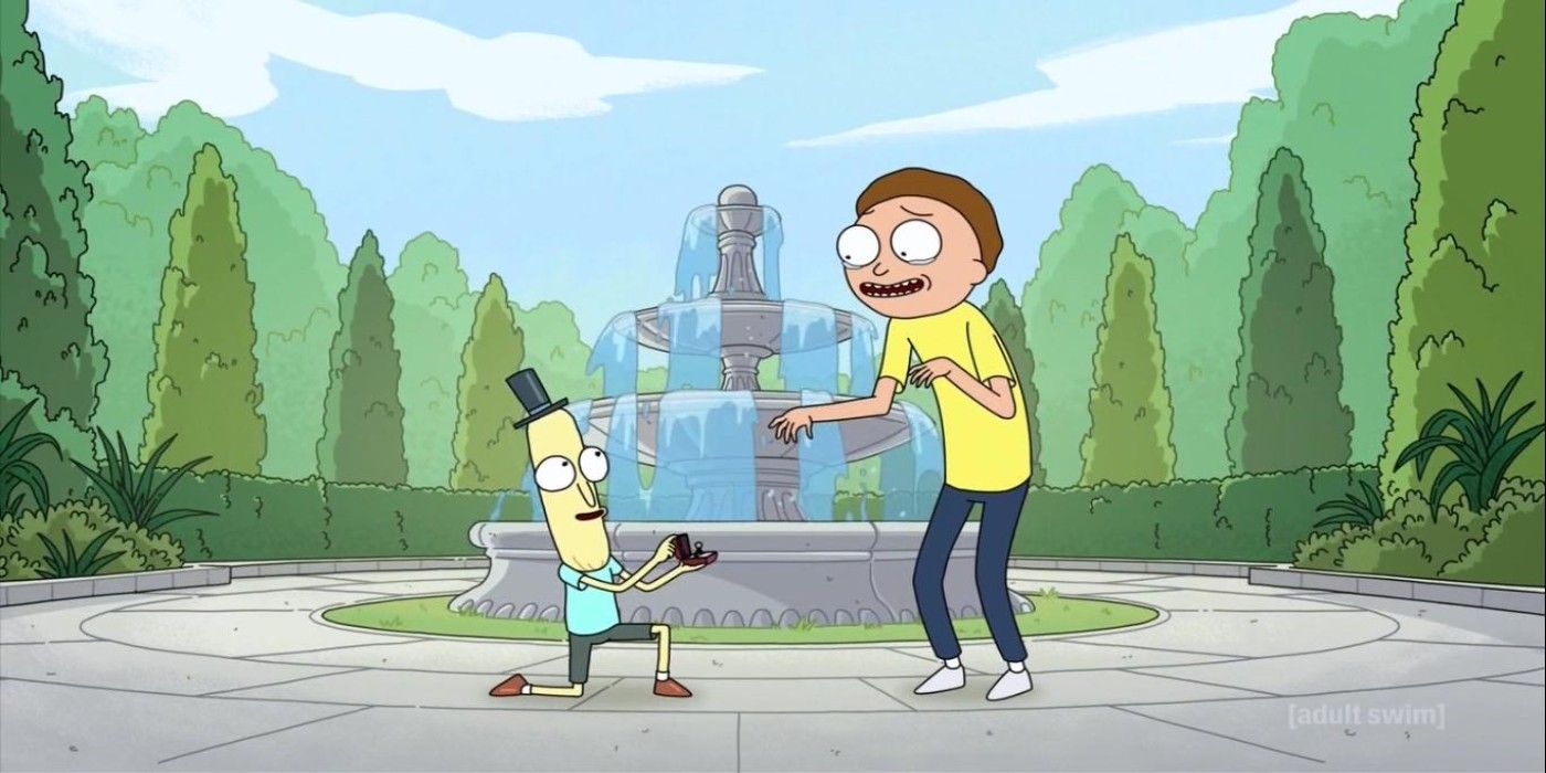 Mr. Poopybutthole proposes to Morty in Rick and Morty.