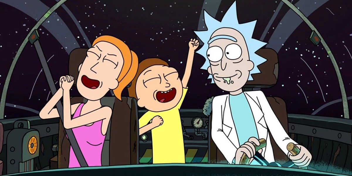 Rick and Morty in a spaceship.