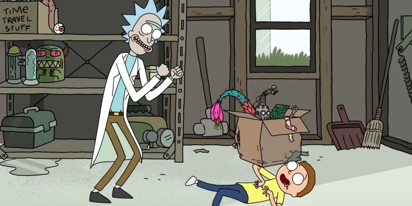 Rick monologues at a paralyzed Morty in Rick and Morty