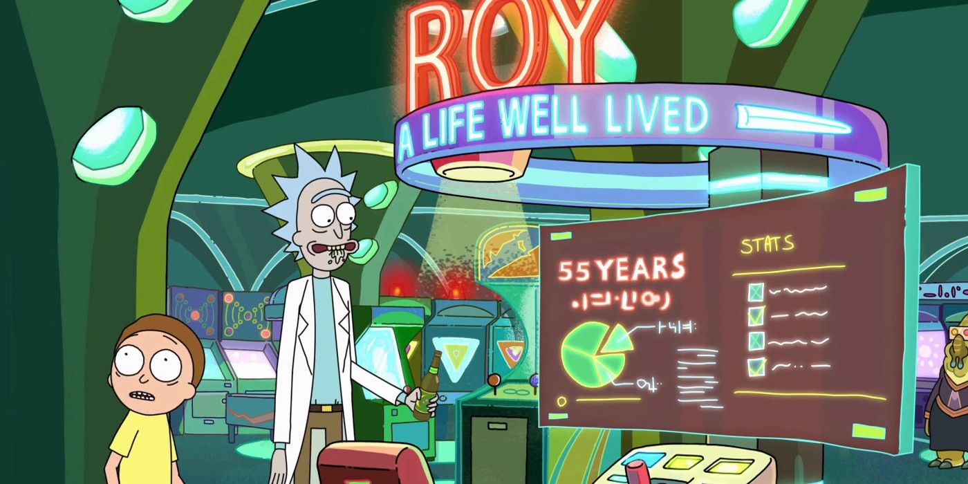 Rick and Morty at Blips and Chitz in Rick and Morty