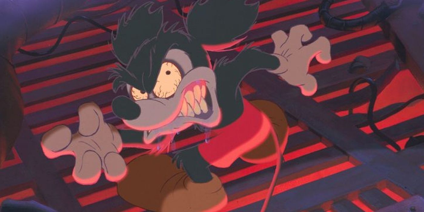 Mickey is possessed by a monster in Runaway Brain