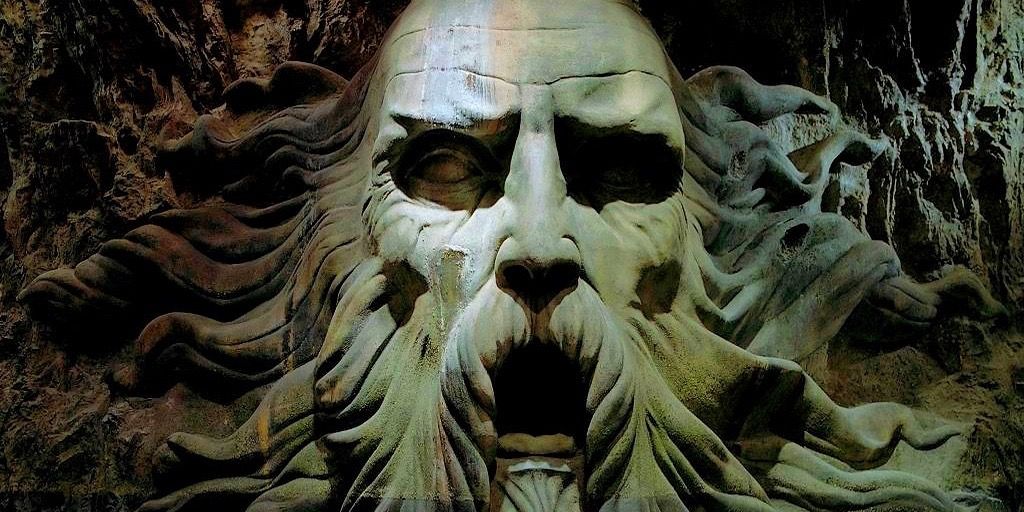 Statue of Salazar Slytherin inside the Chamber of Secrets.
