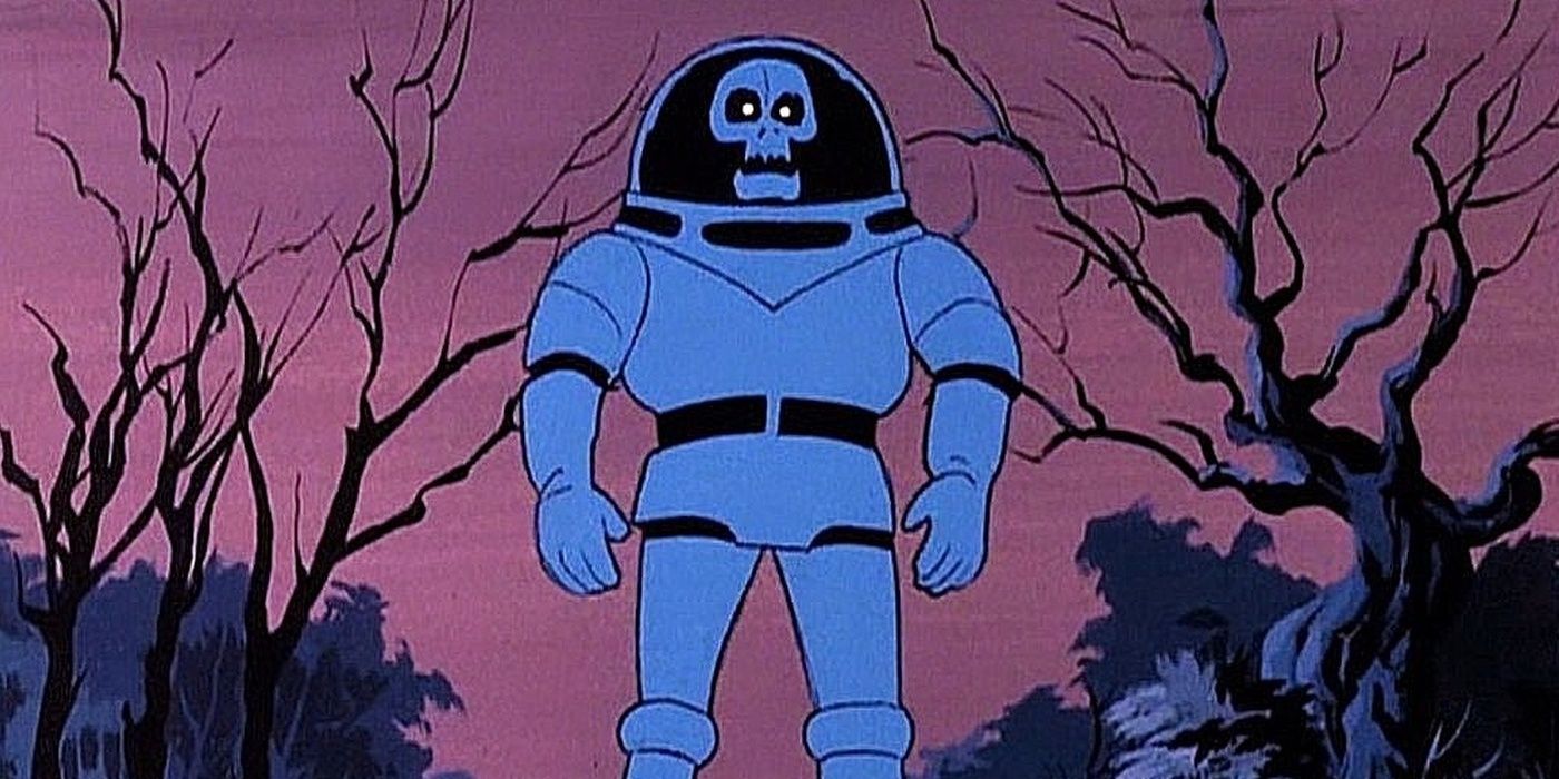 The Space Kook stands in a dark lane in Scooby-Doo Where Are You?
