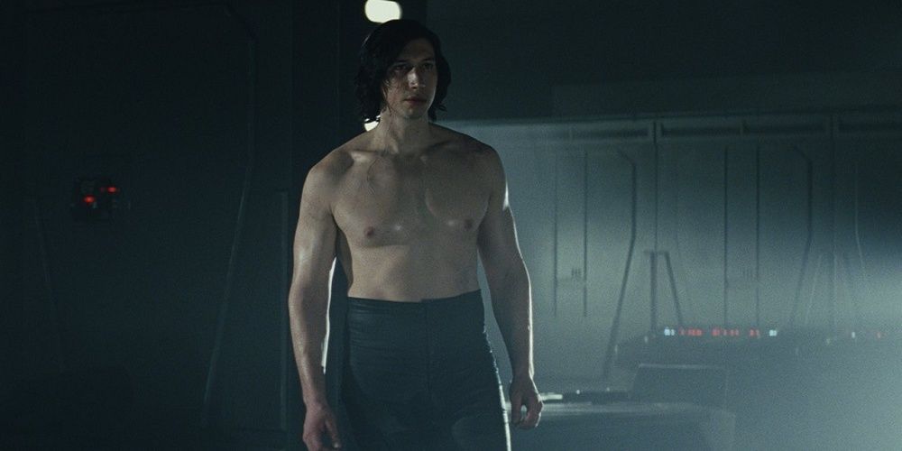 Kylo Ren appearing shirtless to Rey in Star Wars: The Last Jedi