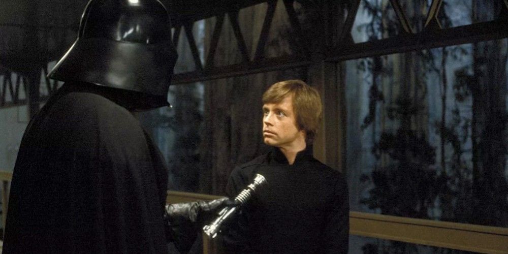 Luke Skywalker and Darth Vader talk on Endor before they go to the Emperor in Return of the Jedi