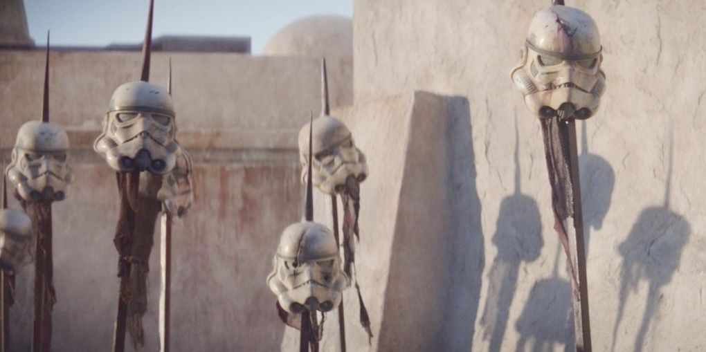 Stormtrooper helmets in The Mandalorian