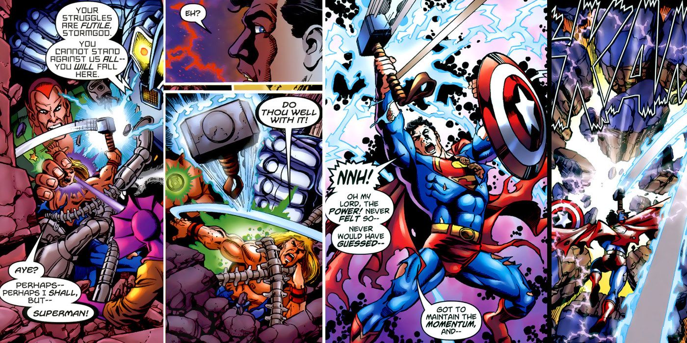Superman Uses Thors Hammer Comic