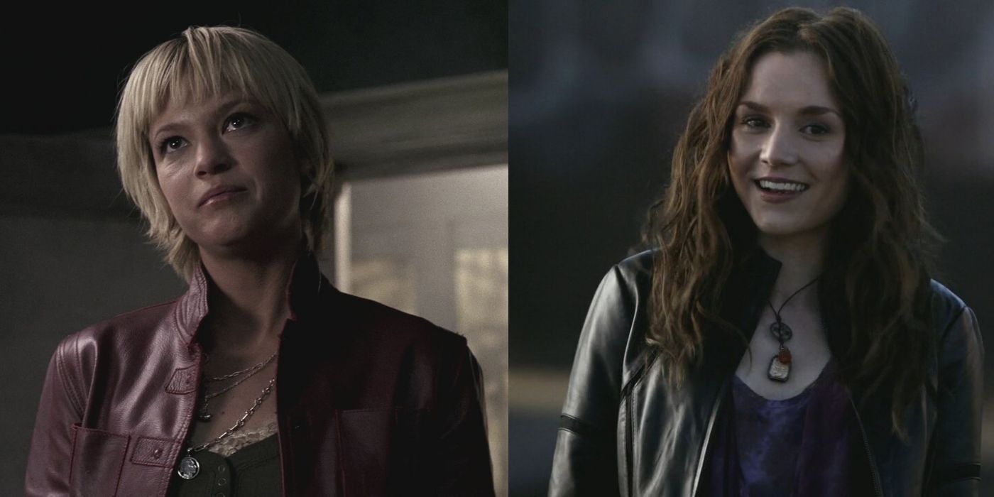 A split image features the demon known as Meg Masters, played by Nicki Aycox and Rachel Miner in Supernatural