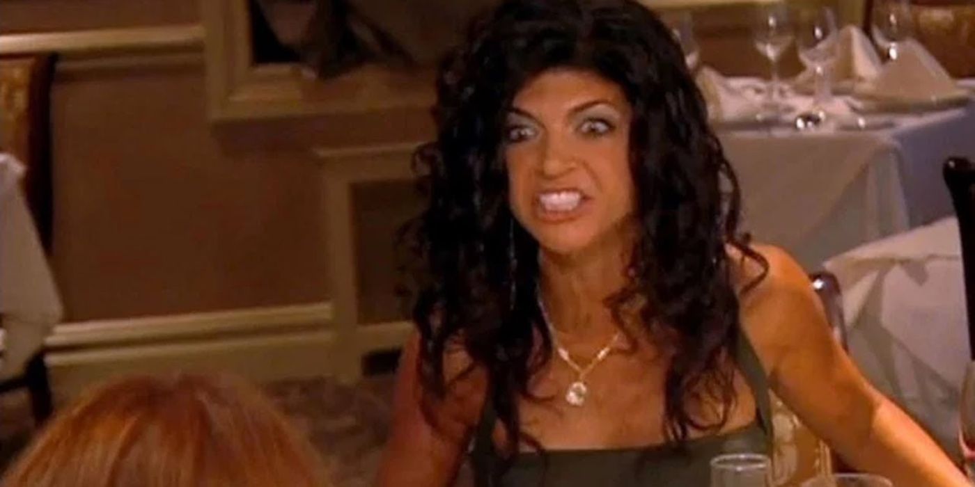 Teresa Guidice angry and about to flip the table on RHONJ