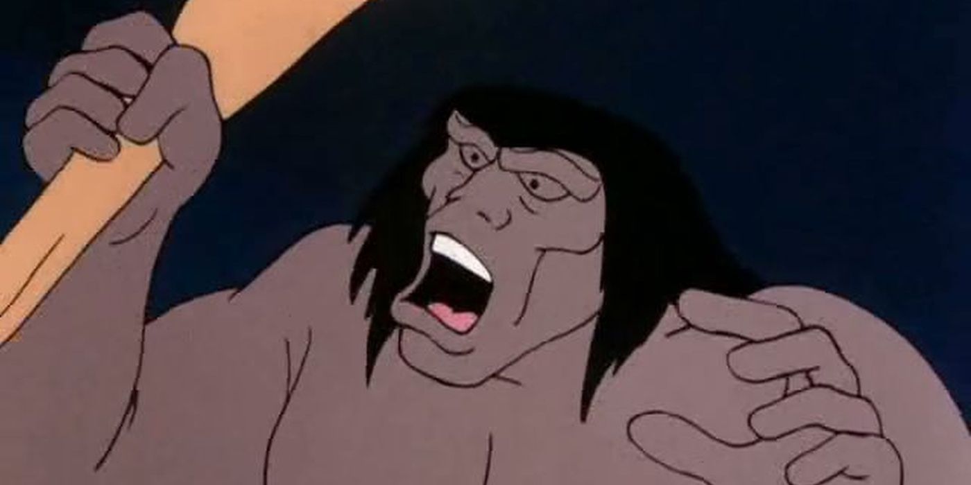 The Caveman lifts his club in Scooby-Doo Where Are You?