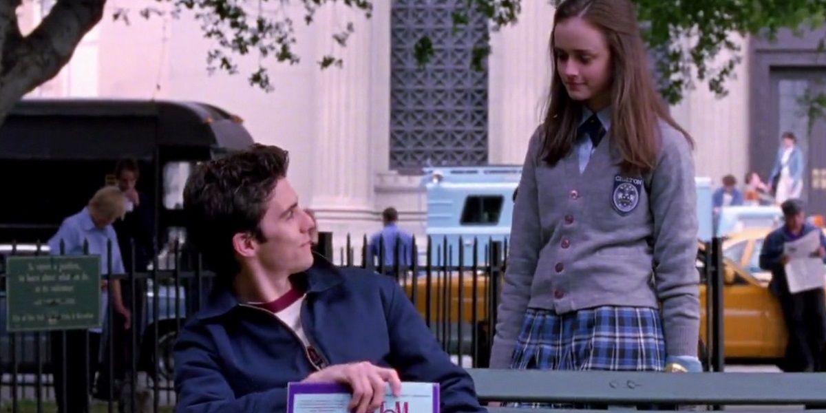 Rory and Jess talk in he park on Gilmore Girls