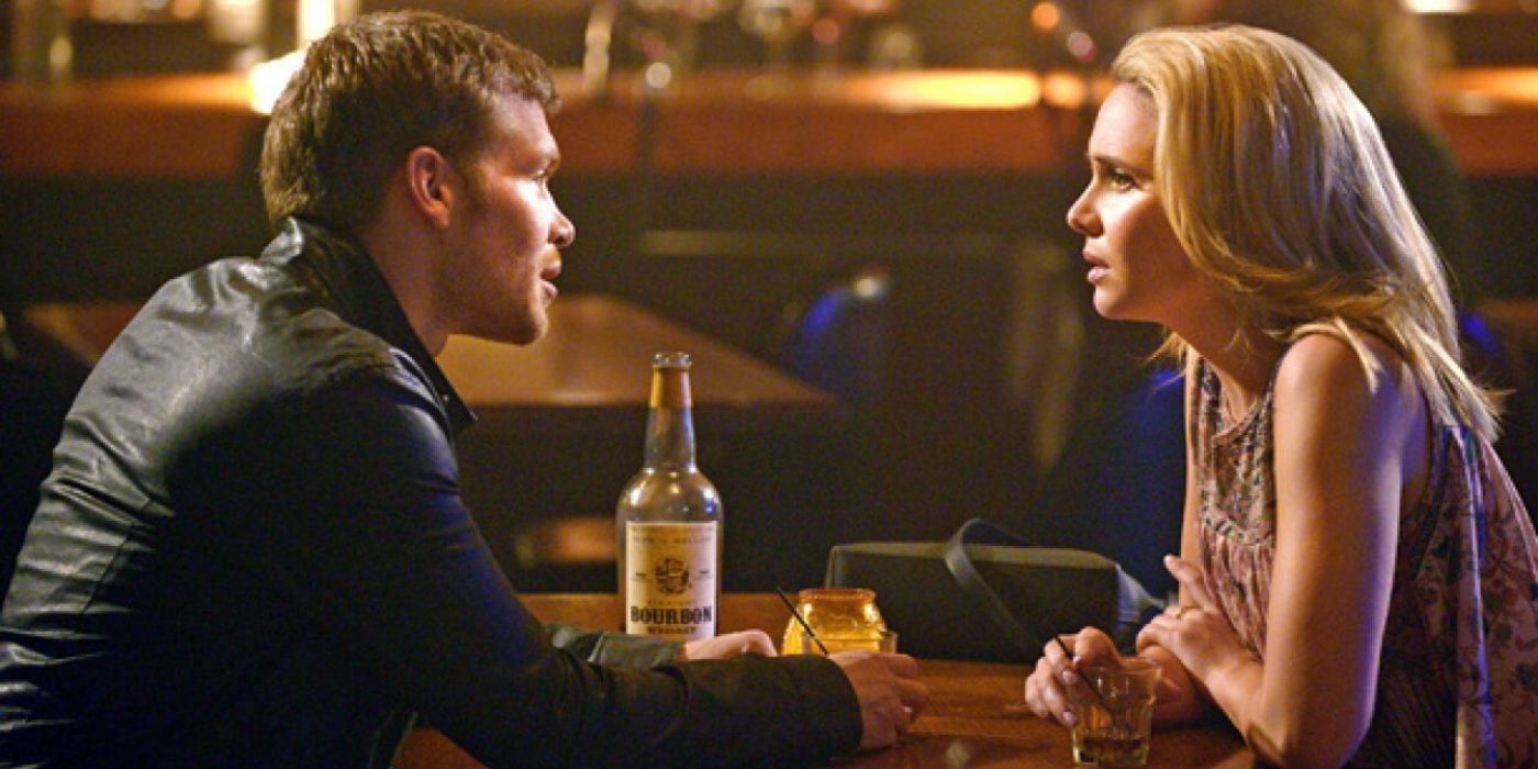 The Originals Leah Pipes Cami and Joseph Morgan Klaus Mikaelson at the Bar