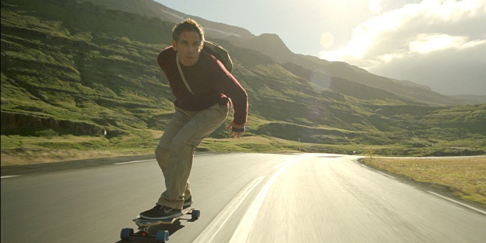 Ben Stiller skateboarding in The Secret Life of Walter Mitty