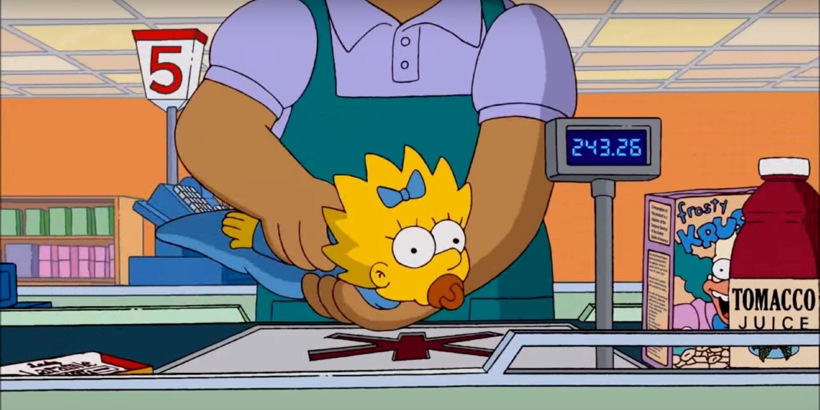 Maggie getting scanned in The Simpsons