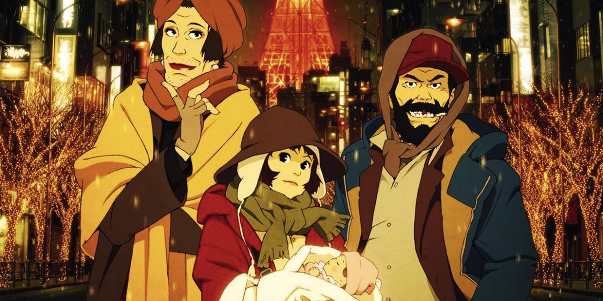 The three homeless leads of Tokyo Godfathers, 2003