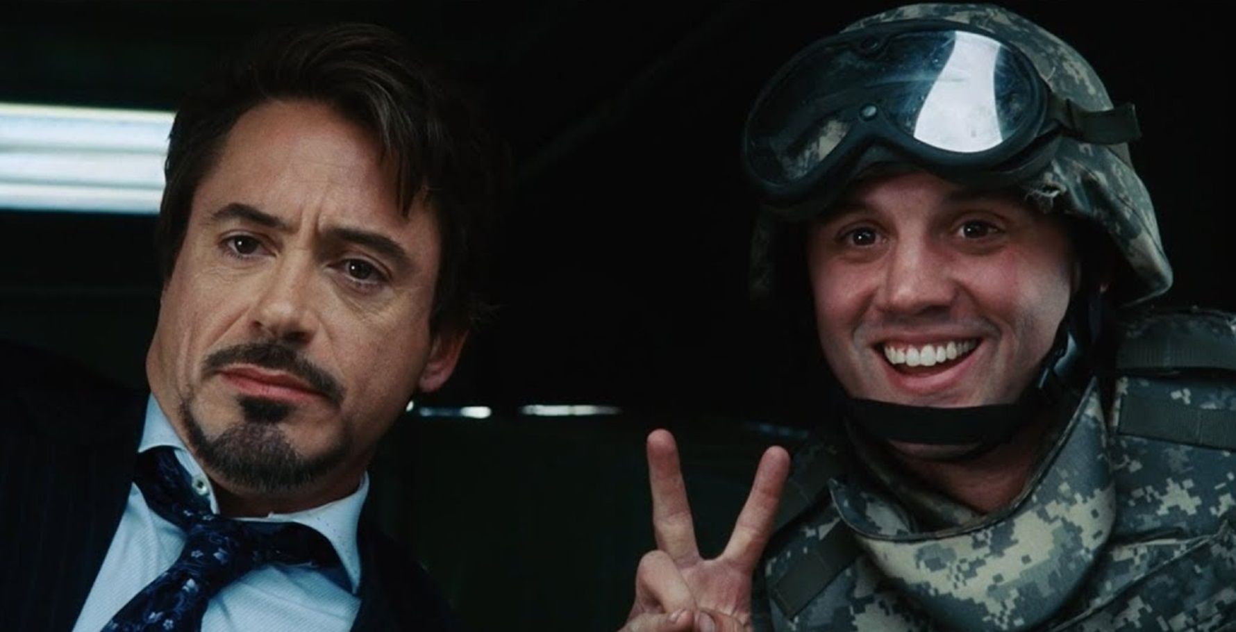 Tony Stark in the opening scene of Iron Man