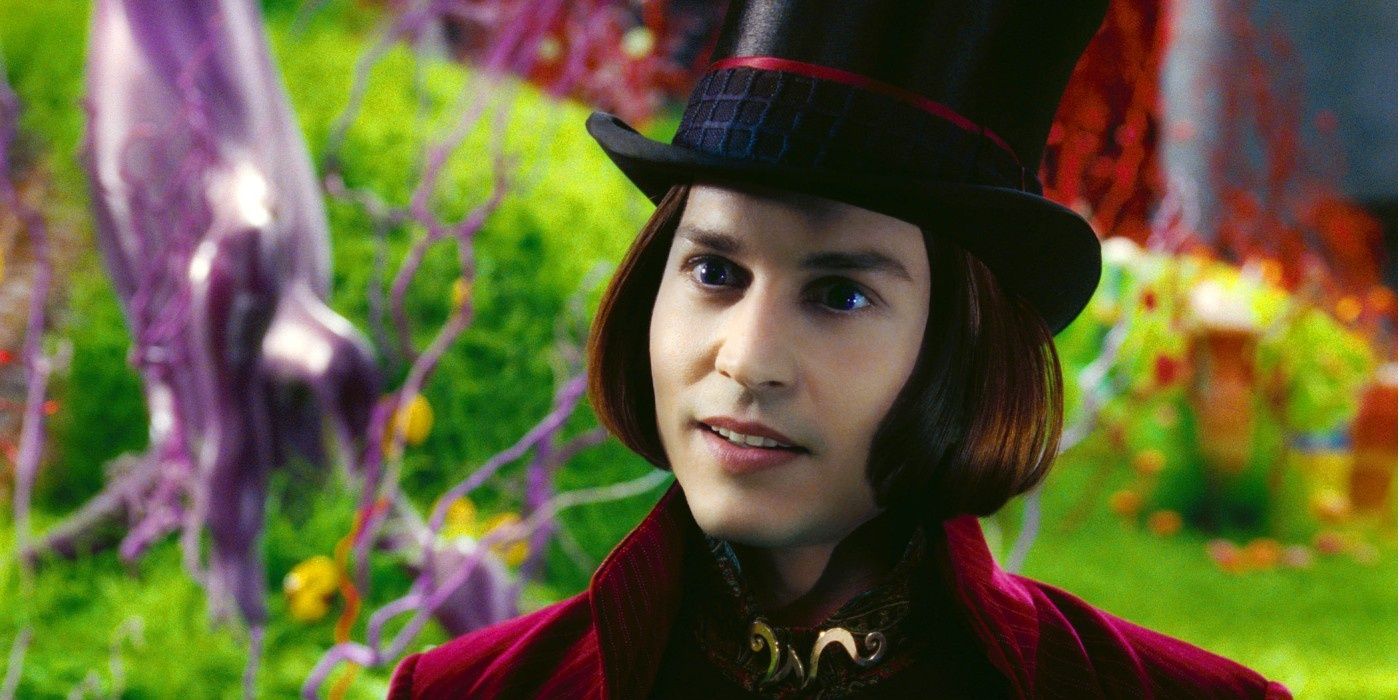 Johnny Depp plays Willy Wonka in Charlie and the Chocolate Factory