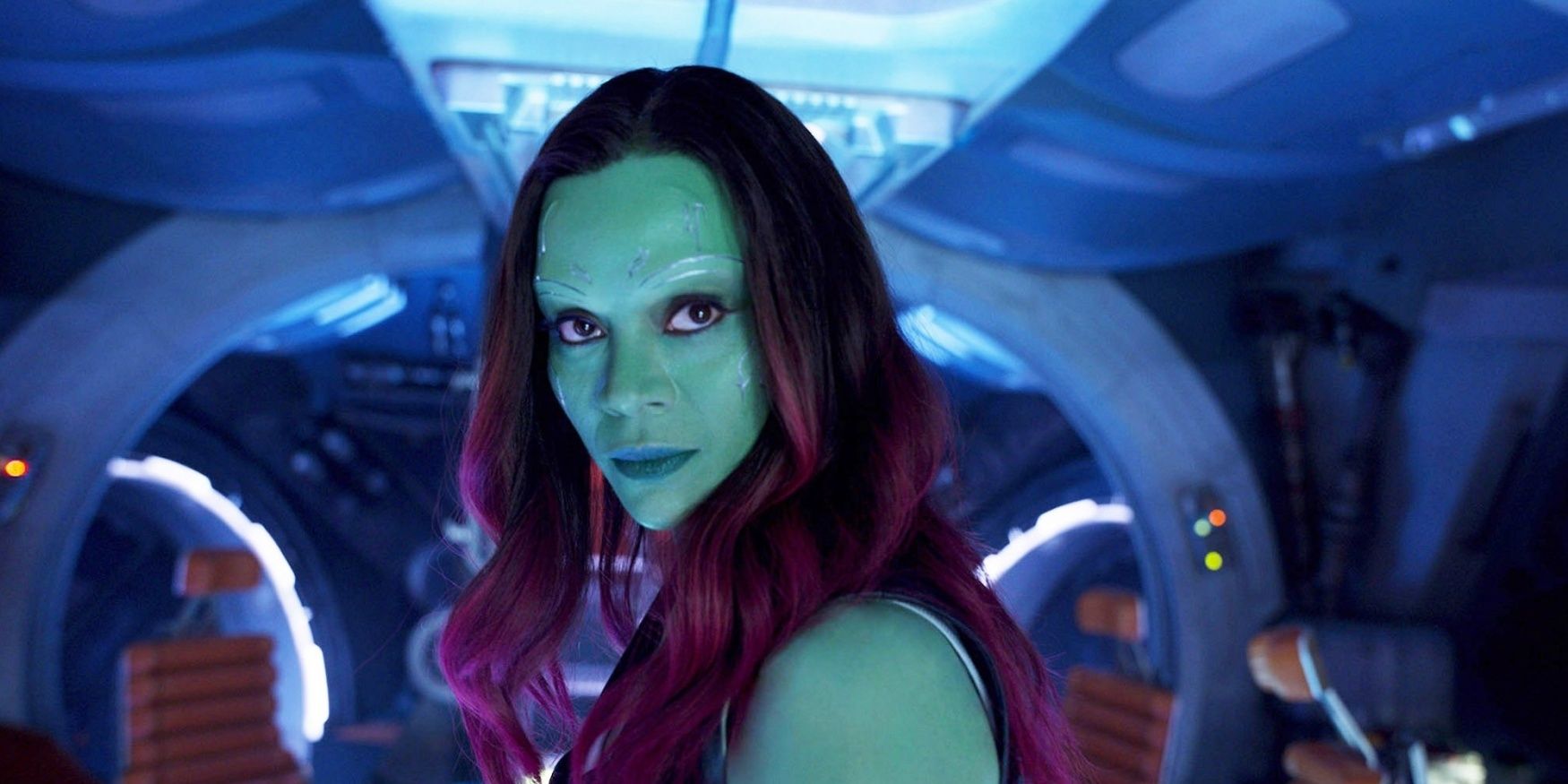 Gamora stands on a ship in Guardians of the Galaxy