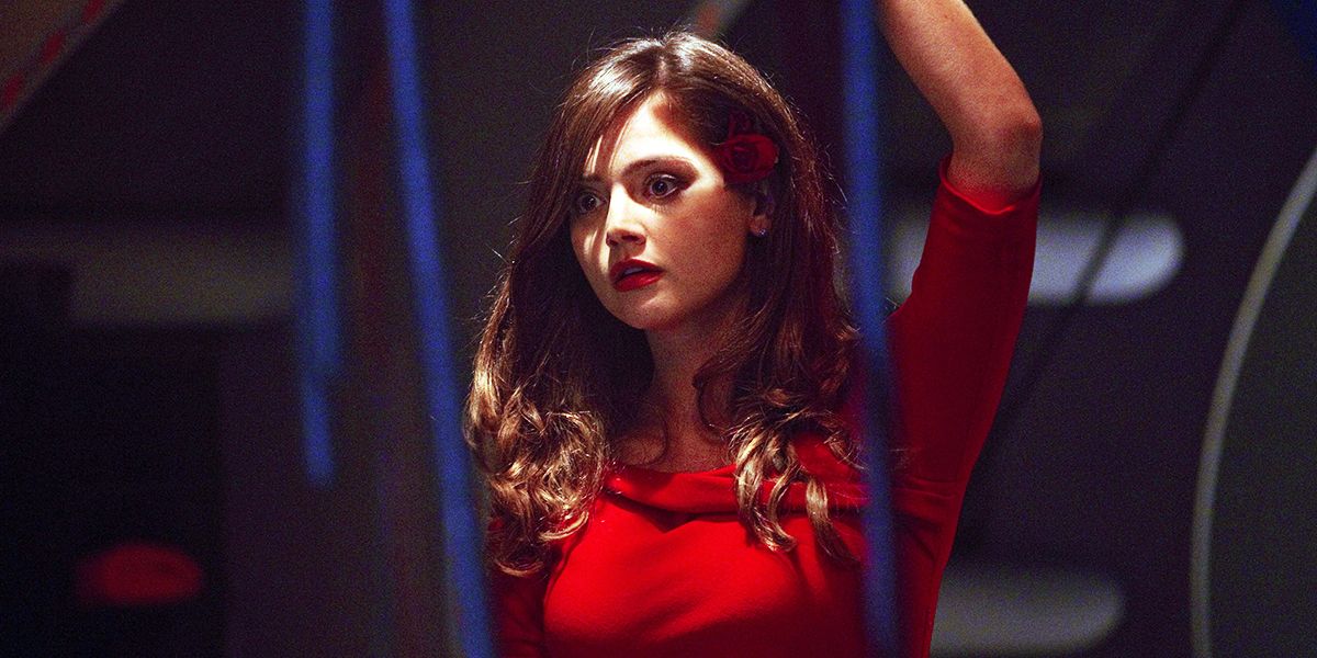 Clara looking surprised in Doctor Who