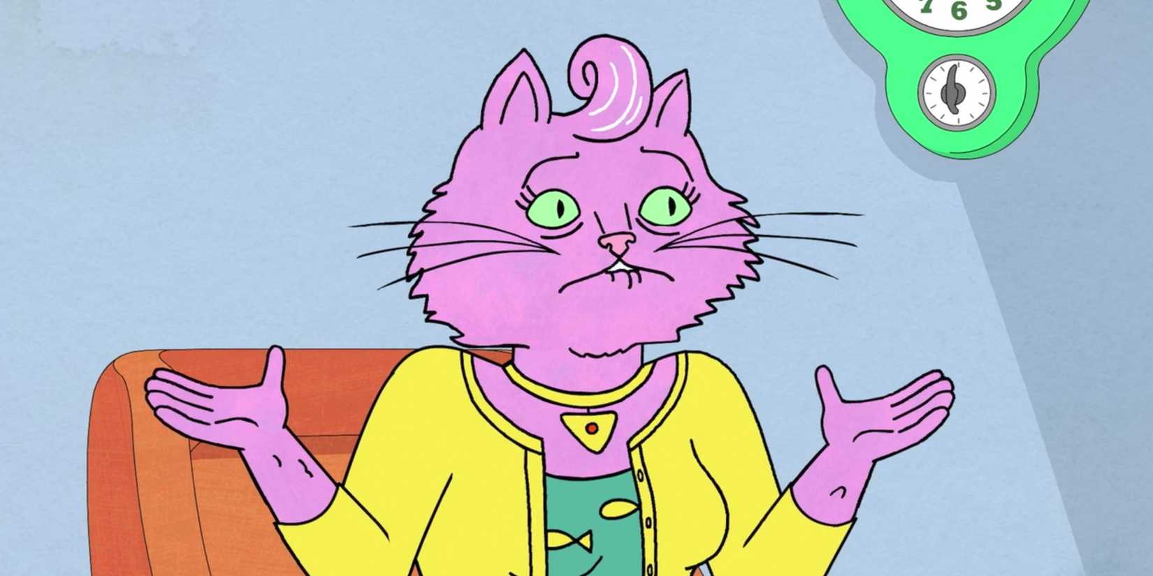 Princess Carolyn shrugging in BoJack Horseman