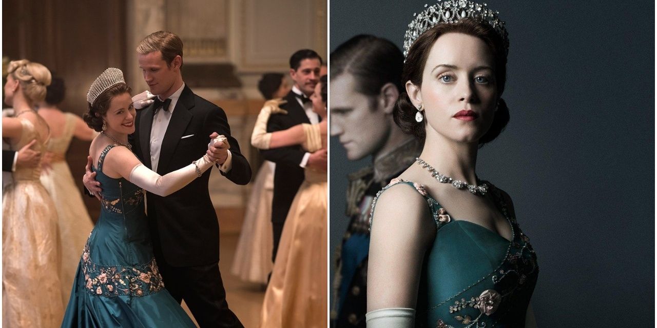 elizabeth teal dress with embroidery Cropped