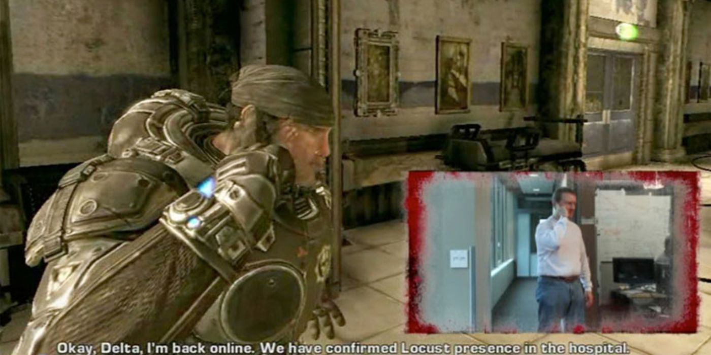 Gears of War exile kinect, a soldier talks to an operative through an earpiece
