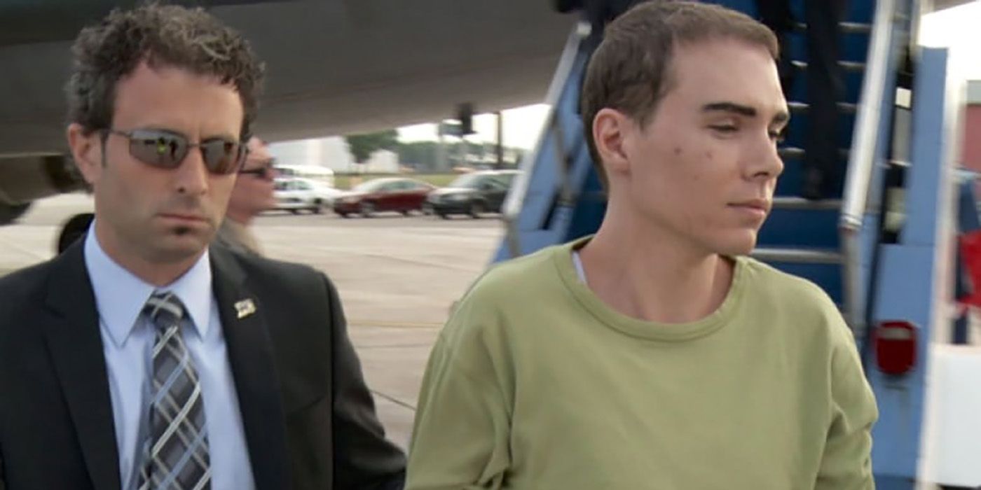 Luka Magnotta getting off an airplane in Don't F*** with Cats