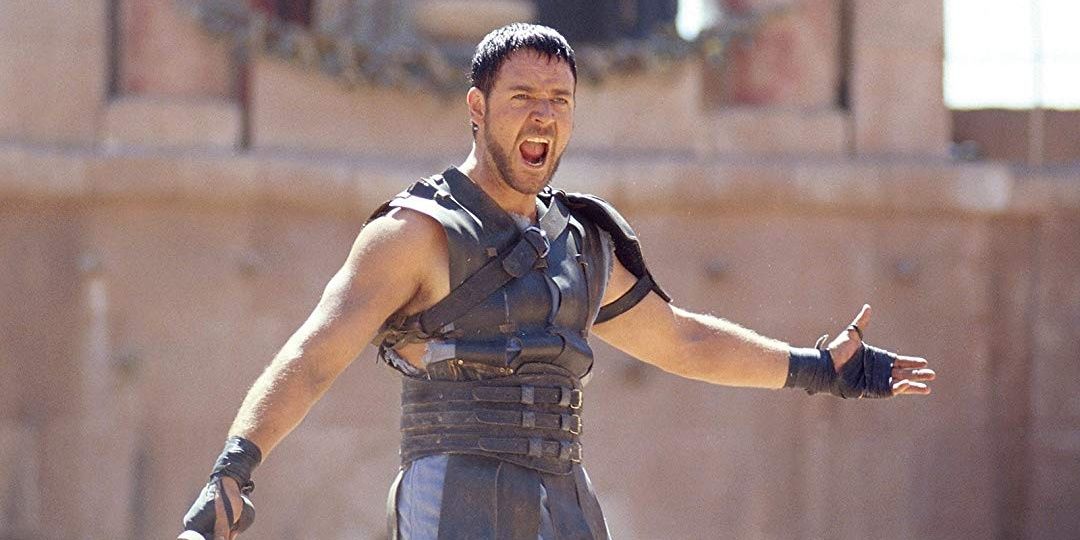 Maximus stands in the coliseum in Gladiator