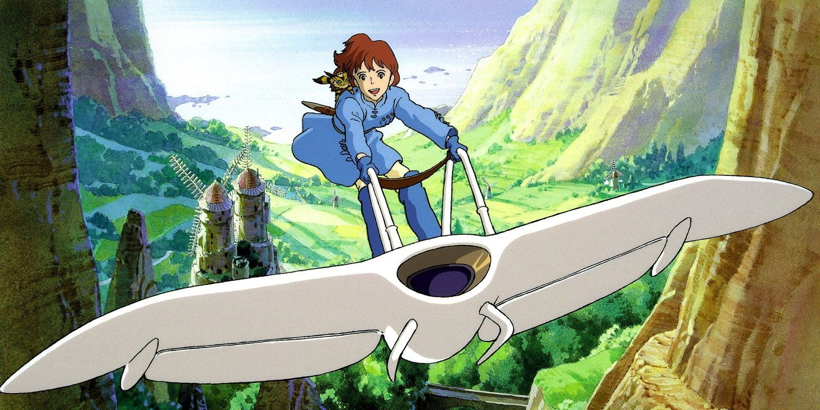 Nausicaa voando em seu planador em Nausicaa do Vale do Vento 