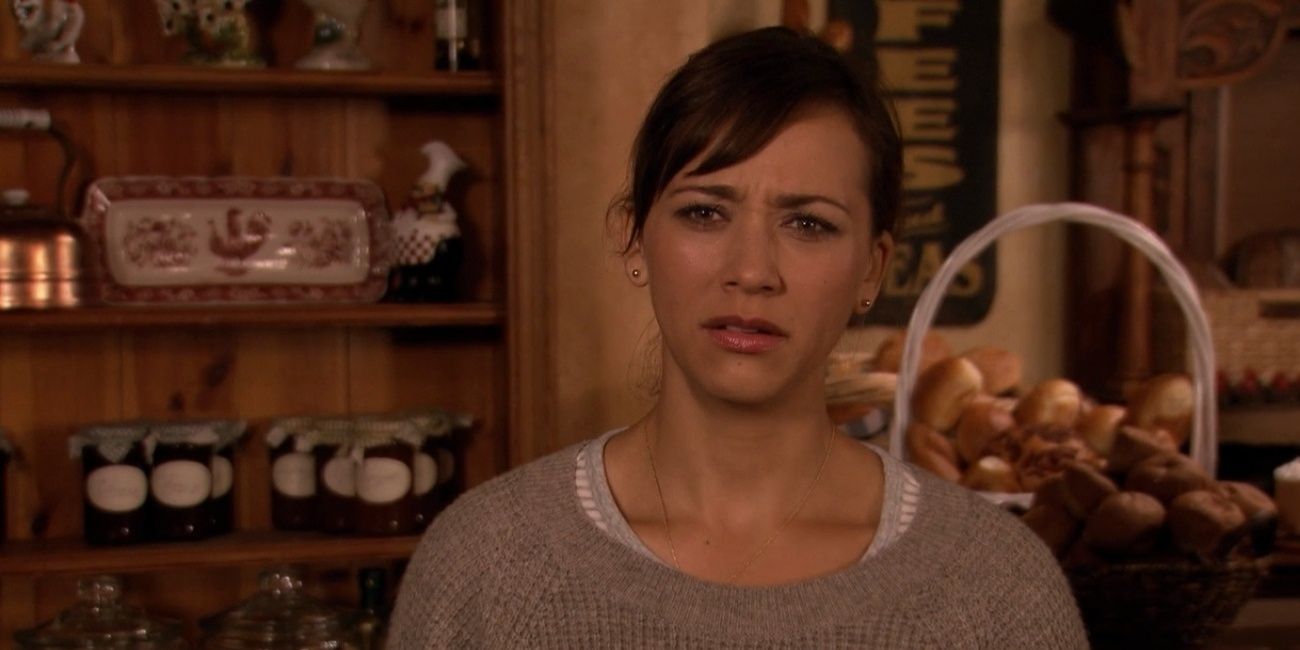 Ann looks at the camera in disgust in Parks and Recreation.