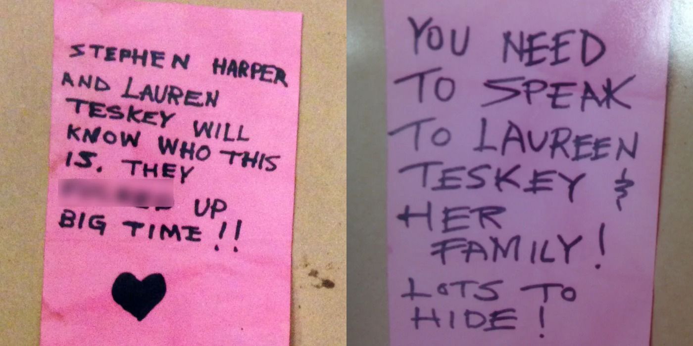 Notes sent to Canadian politicians by Luka Magnotta.