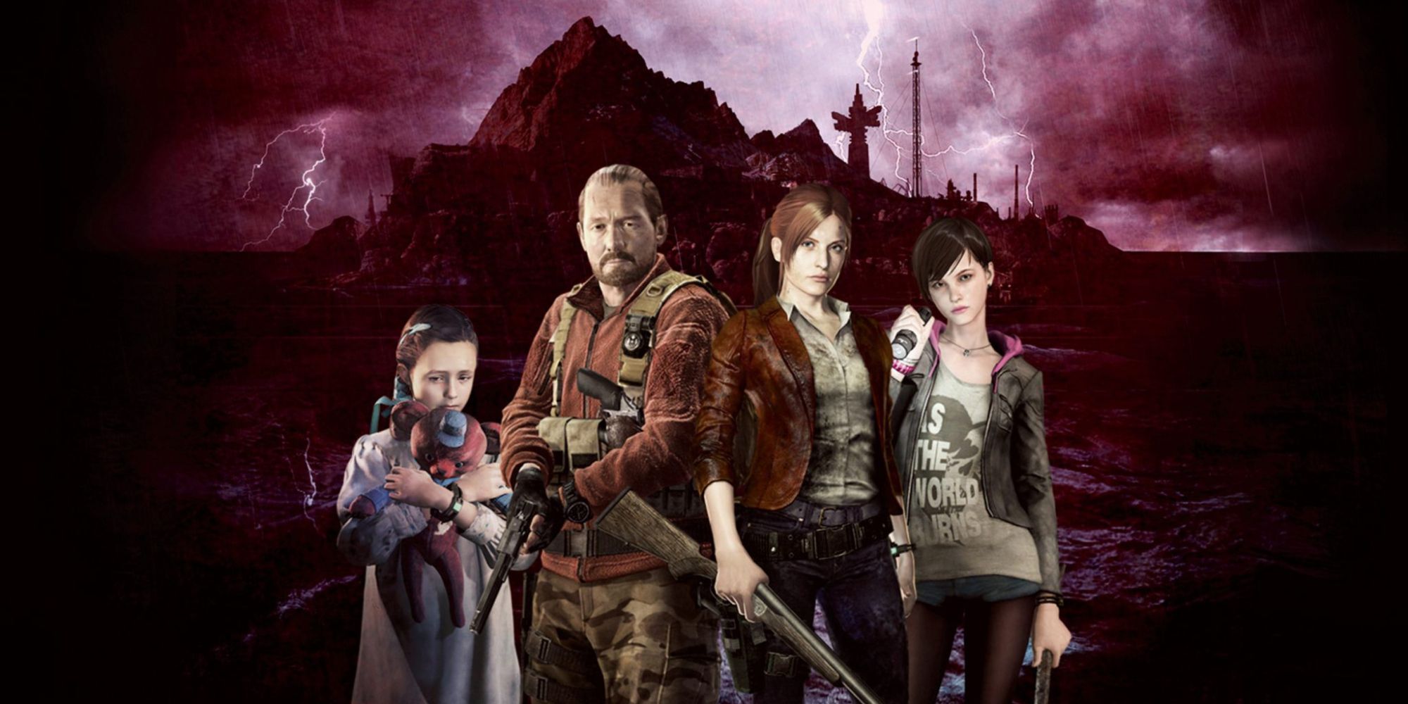 Four characters on the cover for Resident Evil: Revelations 2