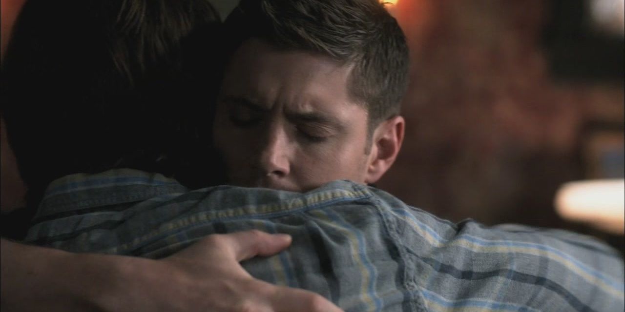 Dean hugs Sam after getting out of Hell in Supernatural