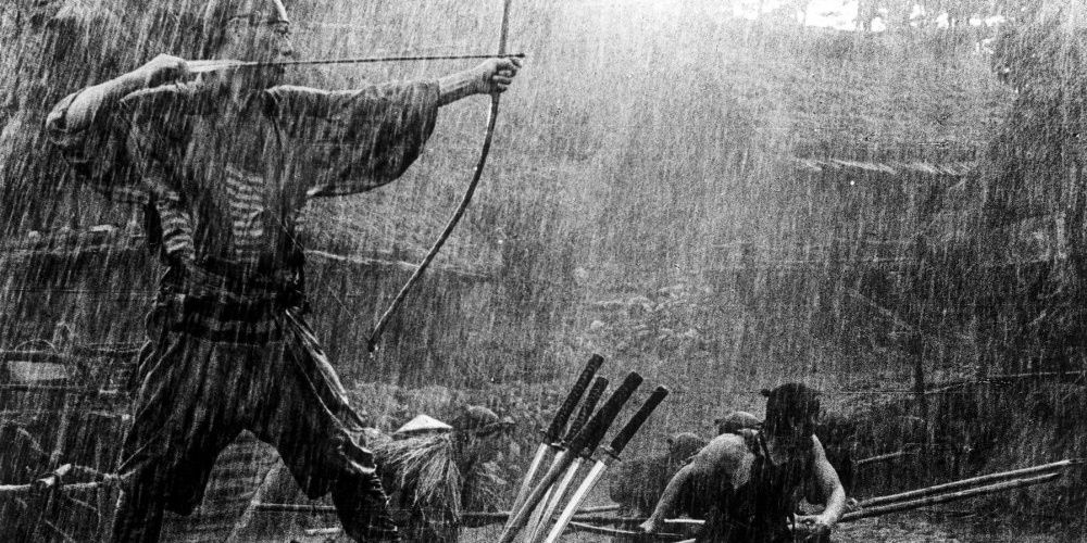 seven samurai 1954 005 archer and fighters in the rain Cropped