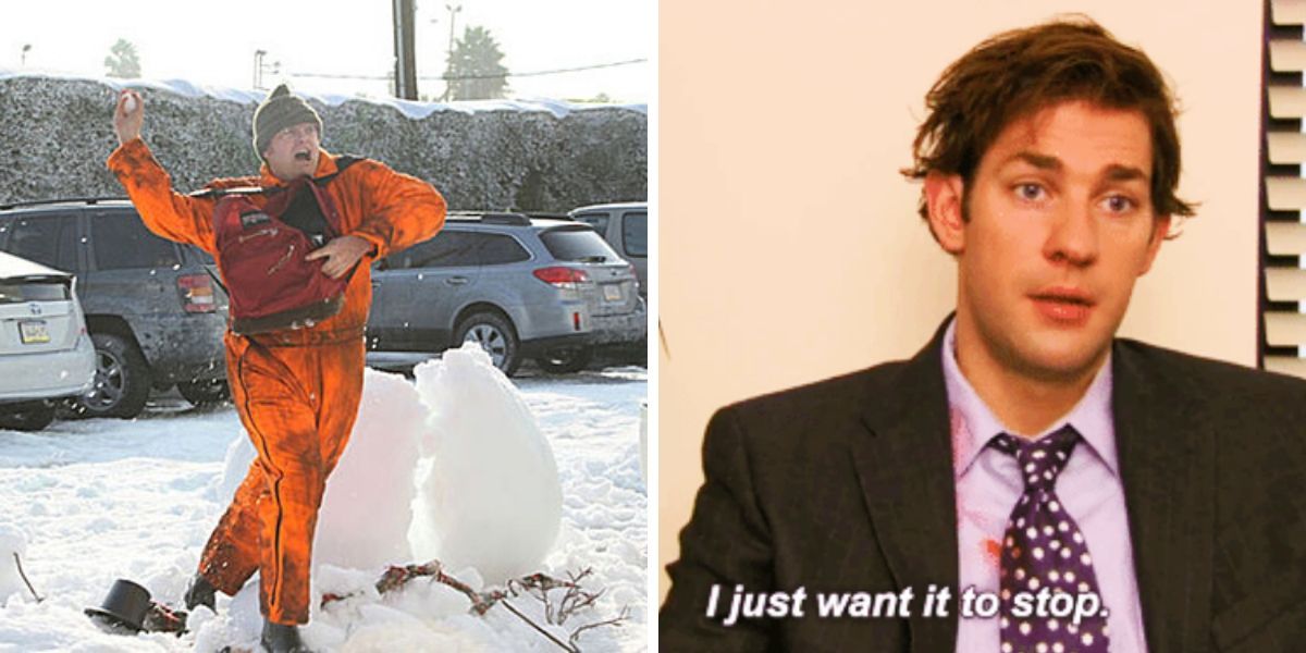 Dwight throws snowballs and Jim wants it to stop