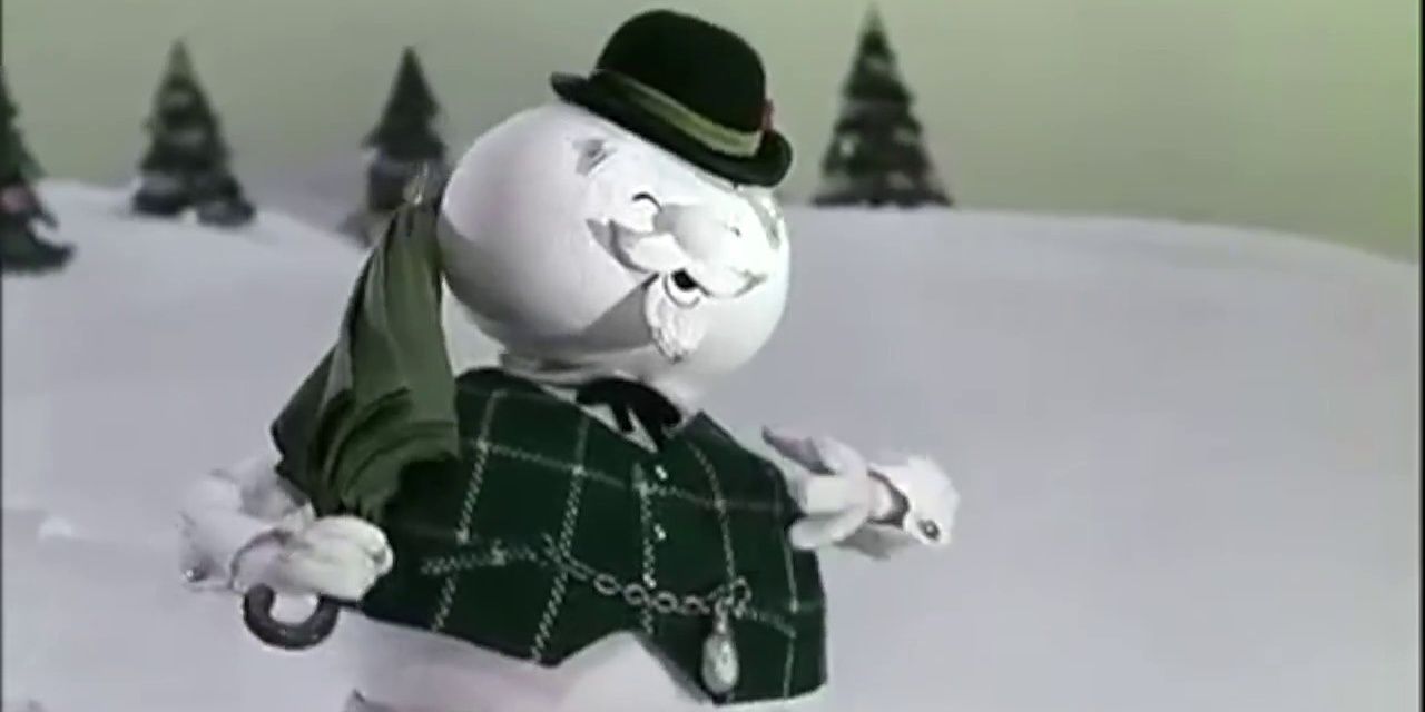 A snowman laughing in Rudolph the Red-Nose Reindeer