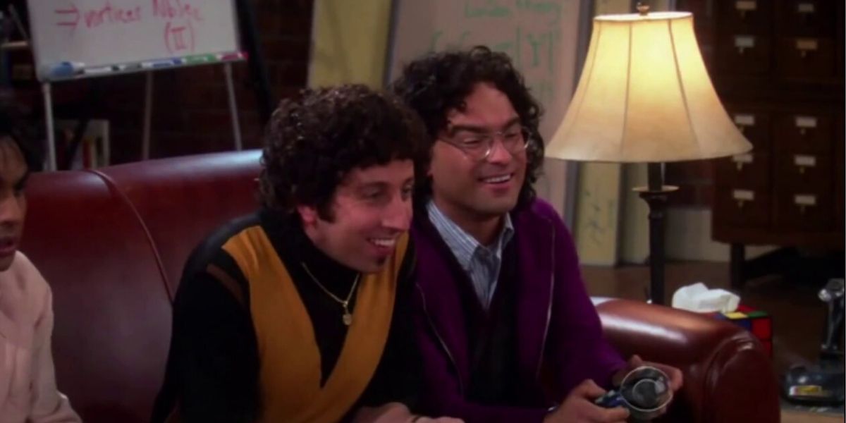 A throwback shot of Leonard and Howard playing video games on TBBT